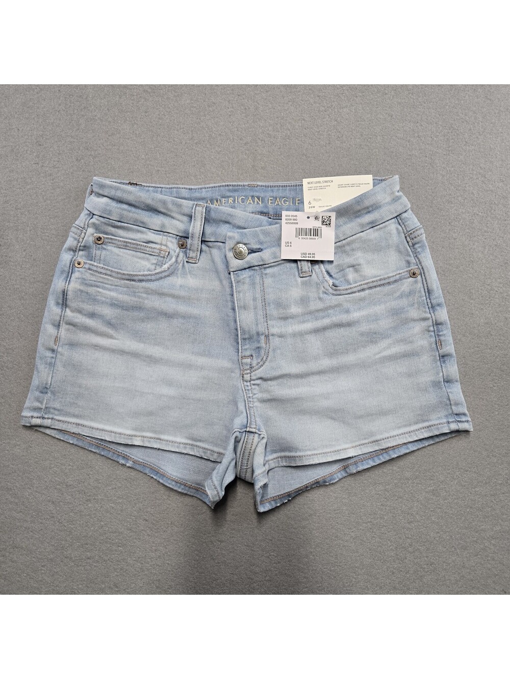 American Eagle Curvy High Rise Shortie Womens 6 Light Wash Denim Stretch NWT